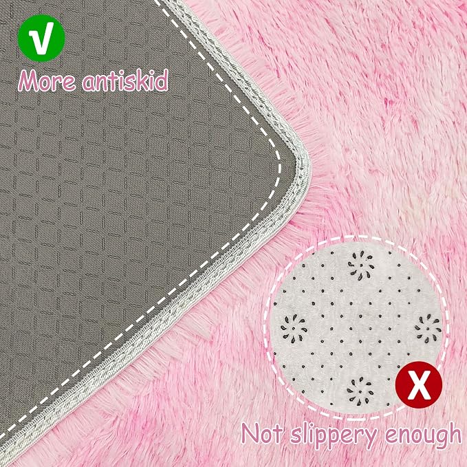Small Area Rug for Bedroom 2x3ft Mini Tie-Dye Pink Fluffy Rug Mat Bedside Throw - Image 4