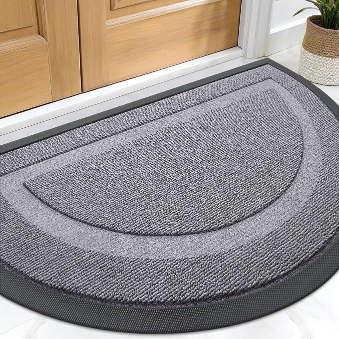 OLANLY Half Circle Front Door Mat Outside 29.5x17 All-Season Rubber Doormat | by OLANLY