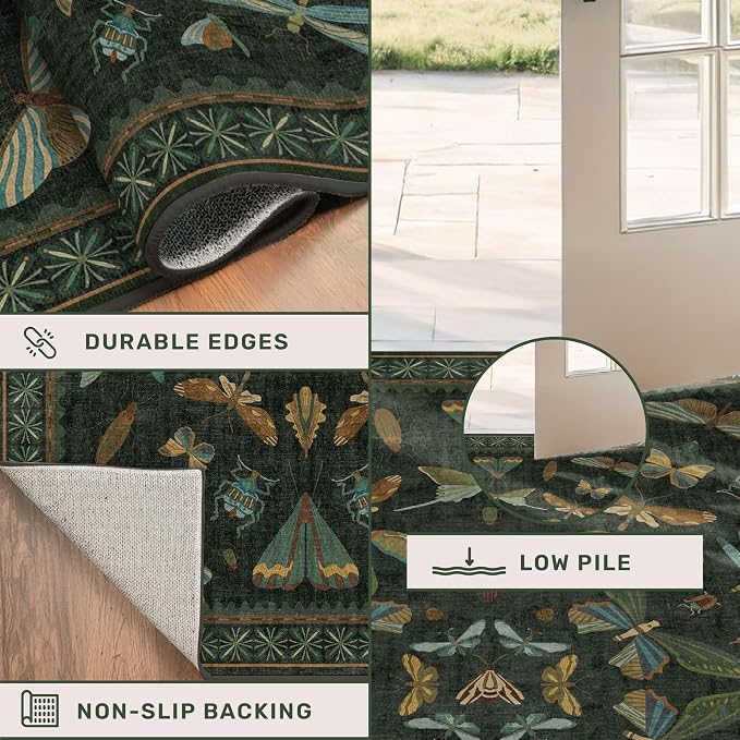 Dark Green Area Rugs 5x7 for Living Room - Image 5