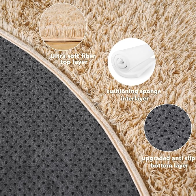4x4.6 Feet Beige Hexagon Rugs for Princess Tent, Ultra Soft Fluffy Hexagon Area - Image 5