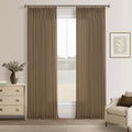 Dark Brown Pinch Pleat Linen Semi Sheer Back Tab Curtains 86 Inch Length | by Twodrapes
