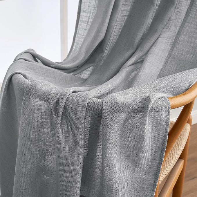 MIULEE Grey Linen Curtains 52x96 Inch Long - Image 6