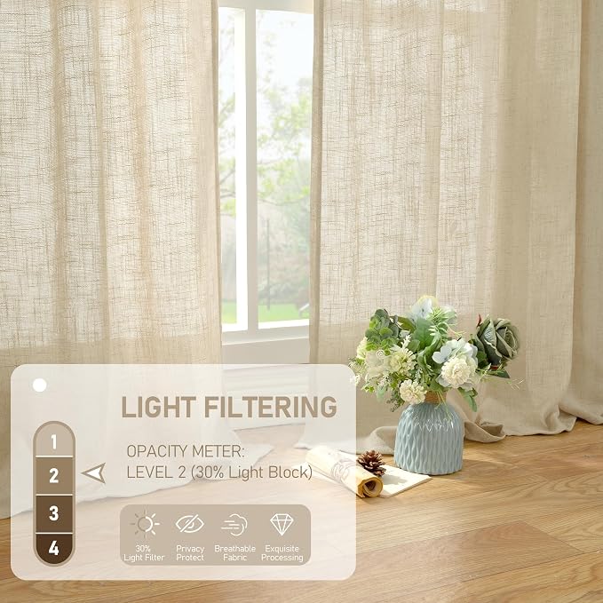 Light Filtering Linen Curtains 84 inches Long - Image 4