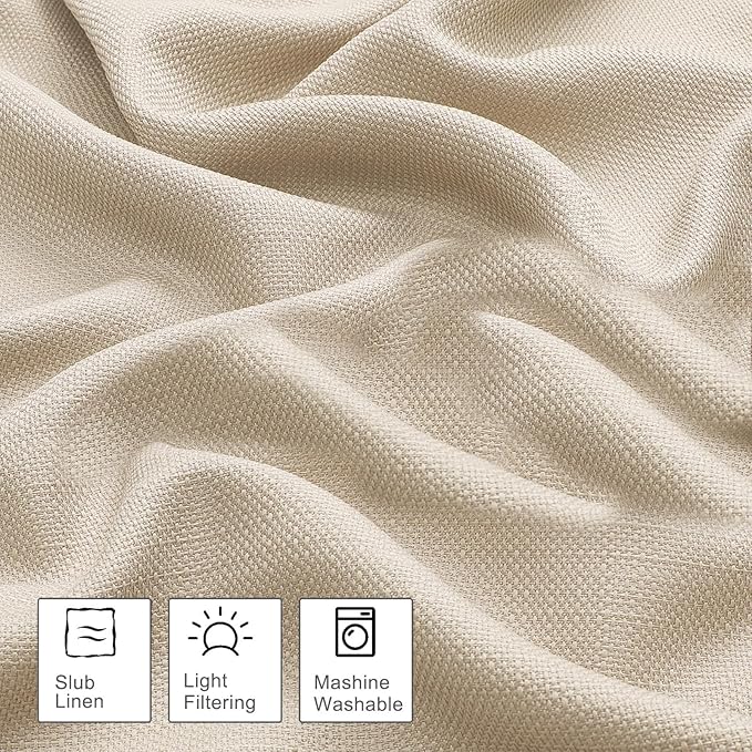 OWENIE Bob Valance Curtains 18 Inch Length 1 Piece, Faux Linen Slub Solid Linen - Image 3