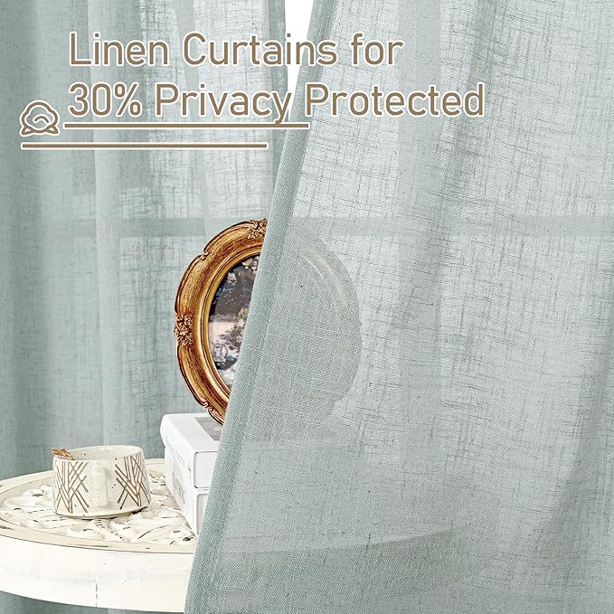 Semi Sheer Linen Curtains 36 Inch Length 2 Panels - Image 5
