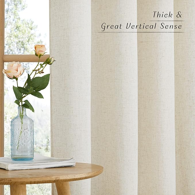 NICETOWN Natural Short Linen Cafe Curtains - Image 2