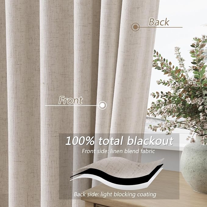 100% Blackout Curtains 84 Inch Length 2 Panels Set - Image 4