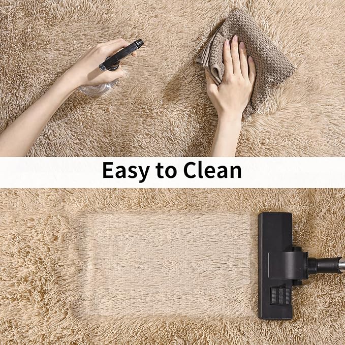 Soft Runner Rugs for Bedroom Hallways, 2x4 Beige Fluffy Shag Throw Area Rug Non - Image 5