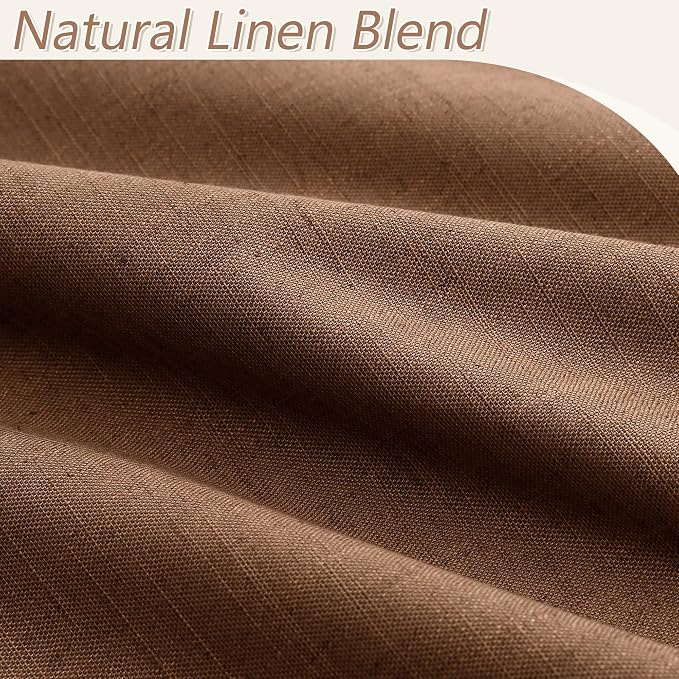 Guken 100% Blackout Linen Curtains 80 Inch Length 2 Panels Set - Image 3