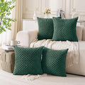 Set of 4 Dark Green Decorative Throw Pillow Covers 18x18 Inch Corduroy Pillow by Cozoomy