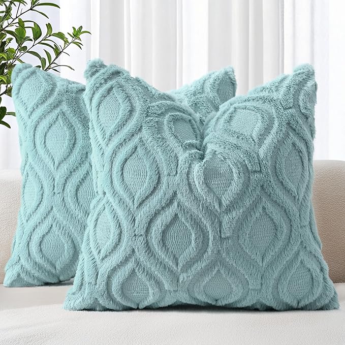 decorUhome Summer Throw Pillow Covers 26x26 Inch Set of 2, Soft Plush Faux Wool by decorUhome