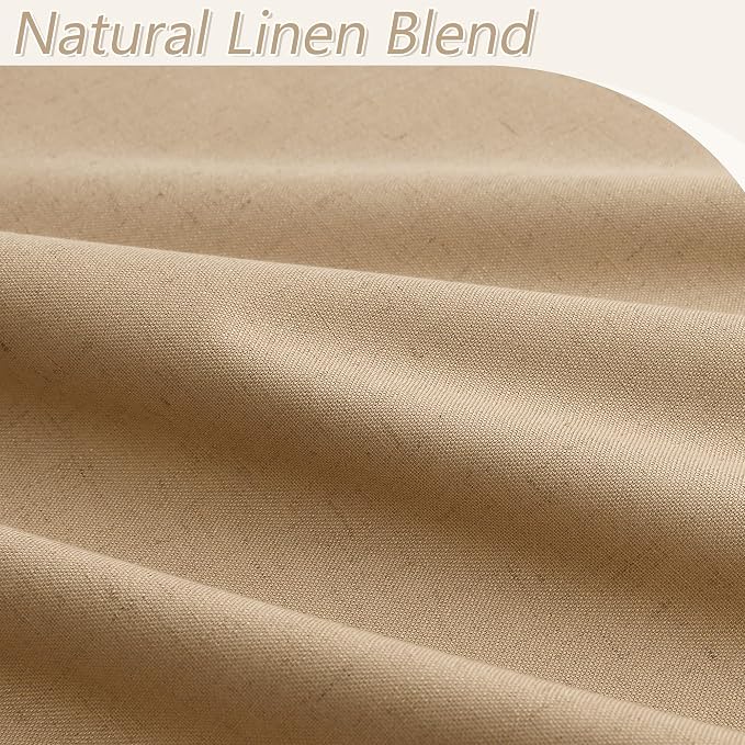 Guken Camel Brown 100% Blackout Linen Curtains 90 Inch Length 2 Panels Set - Image 3