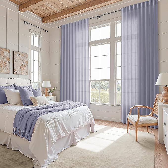 Nanspring Lavender Purple Linen Curtains 84 Inch Length 2 Panels Set - Image 7