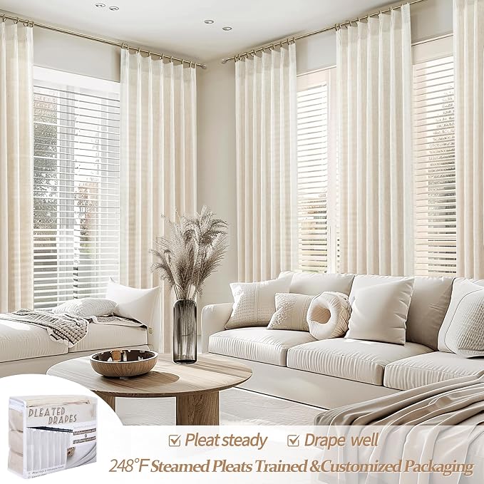 PleatedDrapes Semi Sheer Curtains 90 Inches Long - Image 5