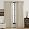 Warm Beige Pinch Pleated Linen Blend Semi Sheer Curtains 90 Inches Long | by PleatedDrapes