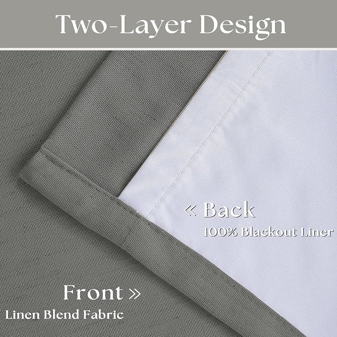 Grey Pinch Pleated 100% Blackout Linen 80 Inch Window Curtains 2 Panels Set | - Image 4