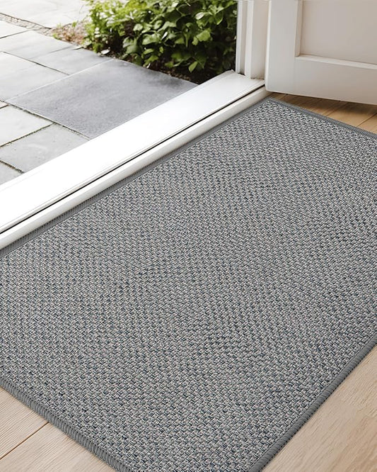 Color&Geometry Front Door Mat Indoor 21"x31", Rugs for Entryway, Non Slip Washable Low-Profile Inside, Entry Mat Entry Rug Door Mat Indoor Entrance, Light Grey (Fold)