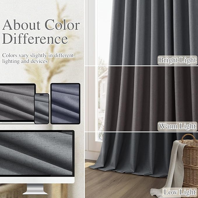 Guken 100% Blackout Curtains 84 Inch Length 2 Panels Set - Image 7
