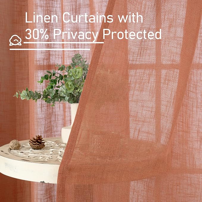 Natural Linen Semi Sheer Curtains 48 Inch - Image 6