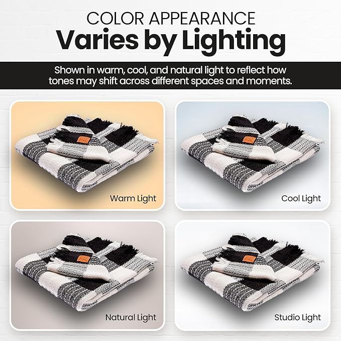 Gold Case Throw Blanket for Couch – 100% Recycled Turkish Cotton Blankets & Throws – Elegant Decorative Throw Blankets for Living Room Sofa – Woven Throws for Couch – Black – 60x80