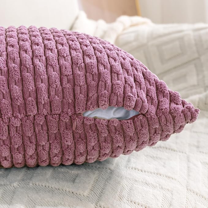 Set of 4 Pink Decorative Throw Pillow Covers 18x18 Inch Corduroy Pillow Covers - Image 6