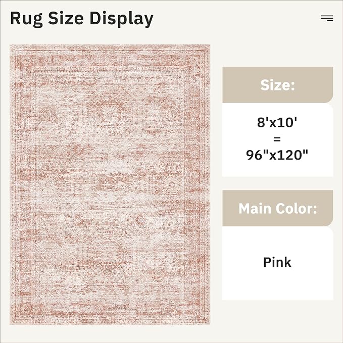 Washable Area Rug 8x10, Large Soft Rugs - Image 3