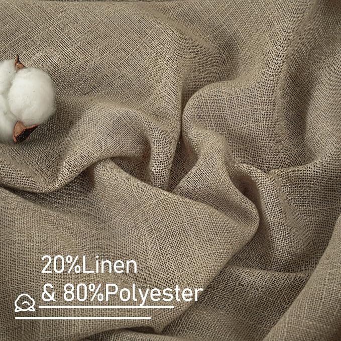 Taupe Linen Semi Sheer Curtains - Image 2