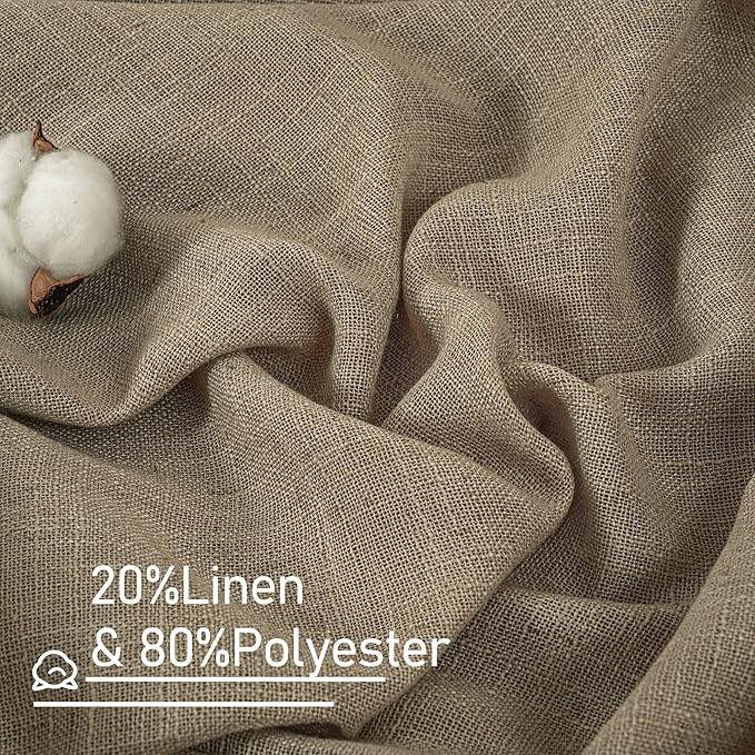 LAMIT Taupe Linen Sheer Curtains 54 Inches Long, Light Filtering Panels Bronze - Image 3