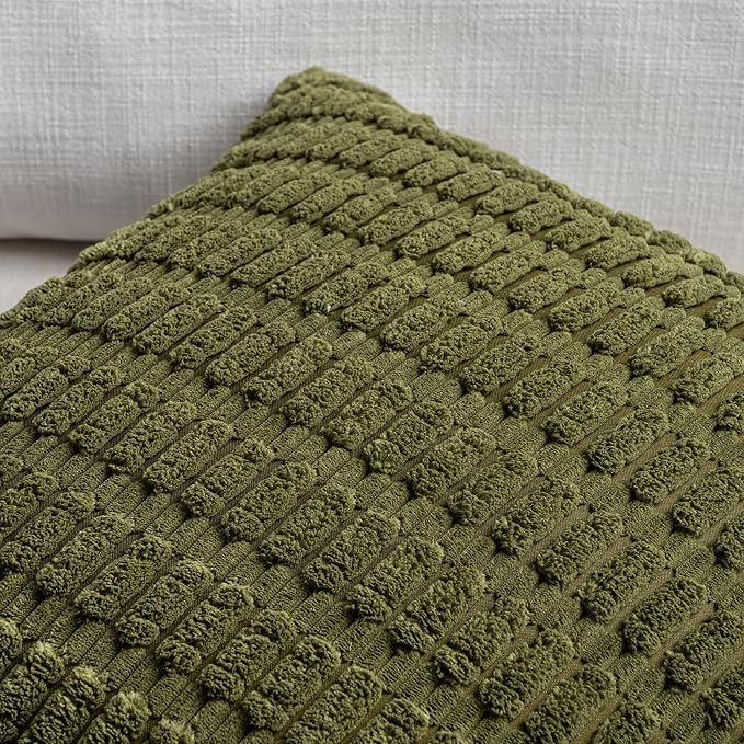 Fancy Homi 4 Packs Boho Moss Green Decorative Throw Pillow Covers 26x26 Inch - Image 4