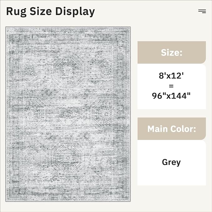 Washable Area Rug 8x12, Large Soft Rugs - Image 5