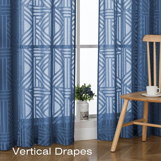 Simplebrand Dusty Blue Sheer Kitchen Curtains 36 Inch Length Tier Curtains 2 - Image 5