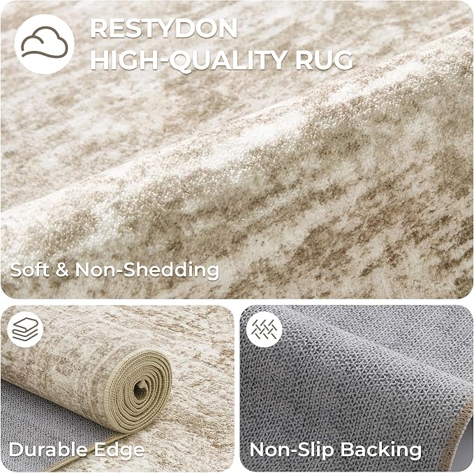 3x4 Rugs for Entryway, Washable Area Rug, Neutral Rug, Stain Resistant Indoor - Image 7
