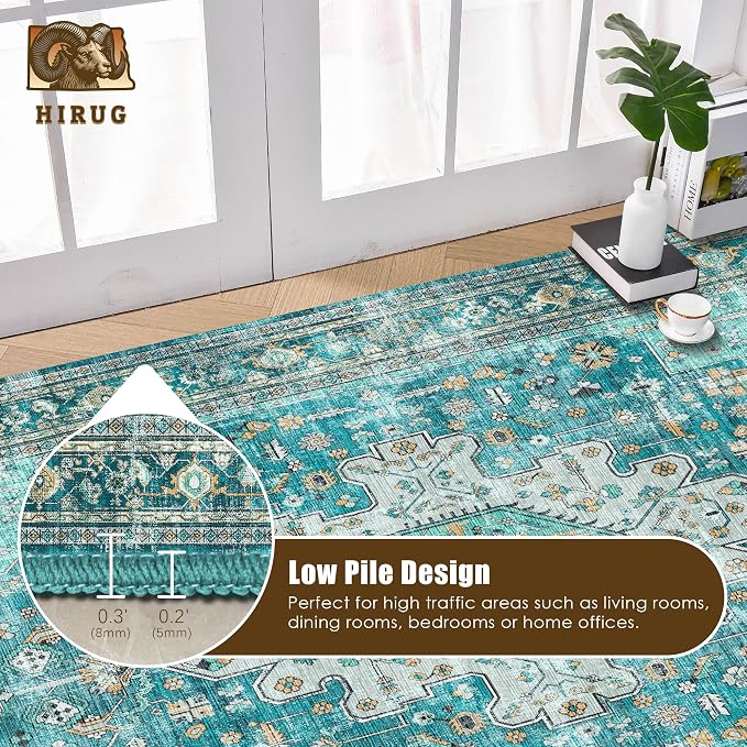 Washable Area Rug 6' x 9' Vintage Traditional Persian Mat - Image 5