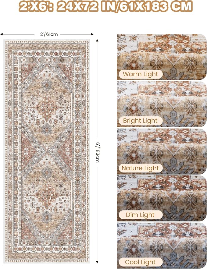 Runner Rug 2x6, Ultra-Thin Entryway Rug Non Slip Washable Rugs - Image 2