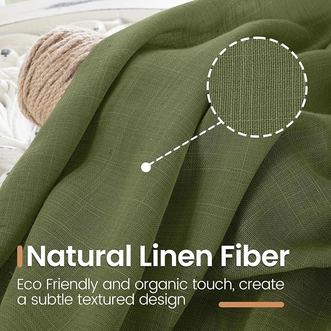 BGment Olive Green Linen Curtains 36 Inches Long - Image 3