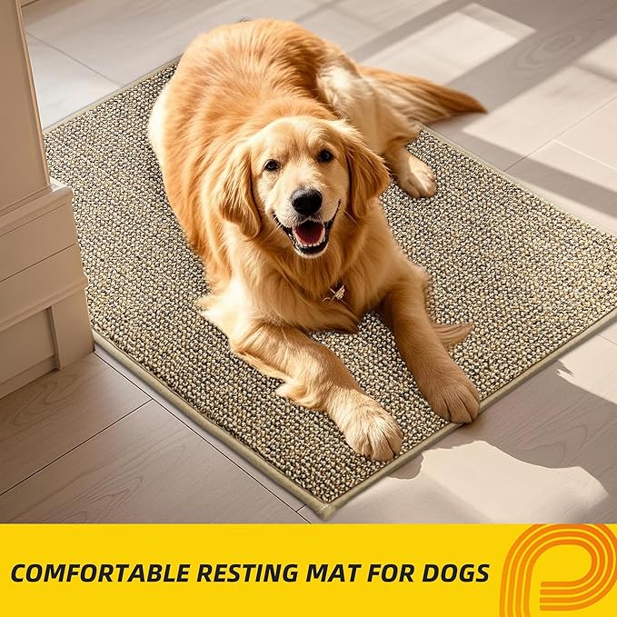 JSEI Dirt Trapper Door Mat 24"x60" Non-Slip Washable Entrance Mat, Dog Doormats, Absorbent & Fade-Resistant Floor Mats, Low Profile Welcome Mats for Entryway, Front Door, and Inside Entrance, Beige