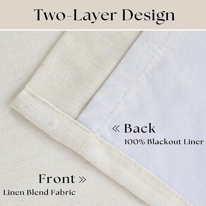 102 Inches Long Pinch Pleated Linen Blackout Curtains - Image 4