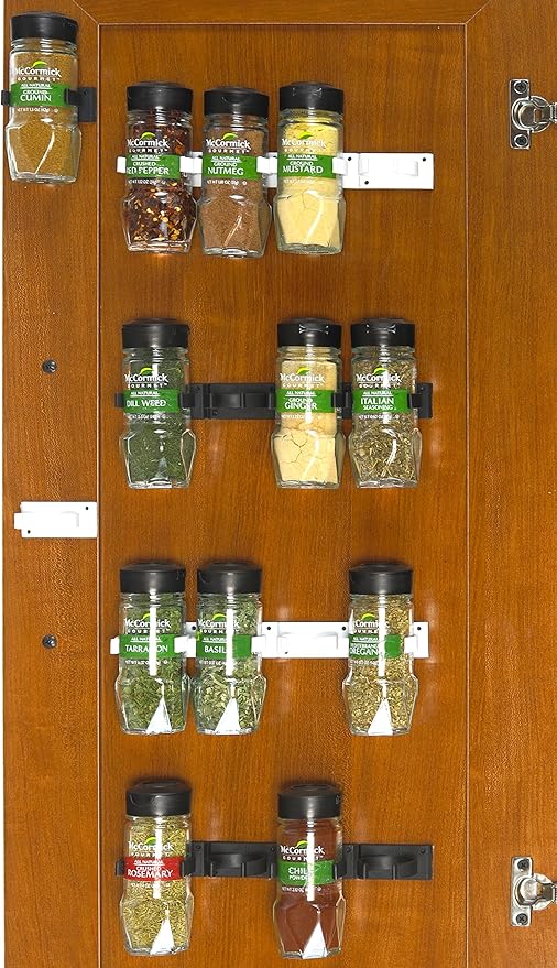 Simple Houseware 30 Spice Gripper Cabinet Holder - 6 Strips, Holds 30 Jars