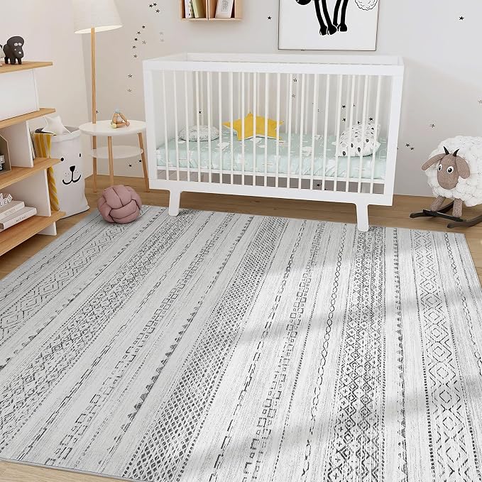 Nakagishi 5x8 Area Rugs Living Room: Washable Boho Large Neutral Soft Farmhouse - Image 8