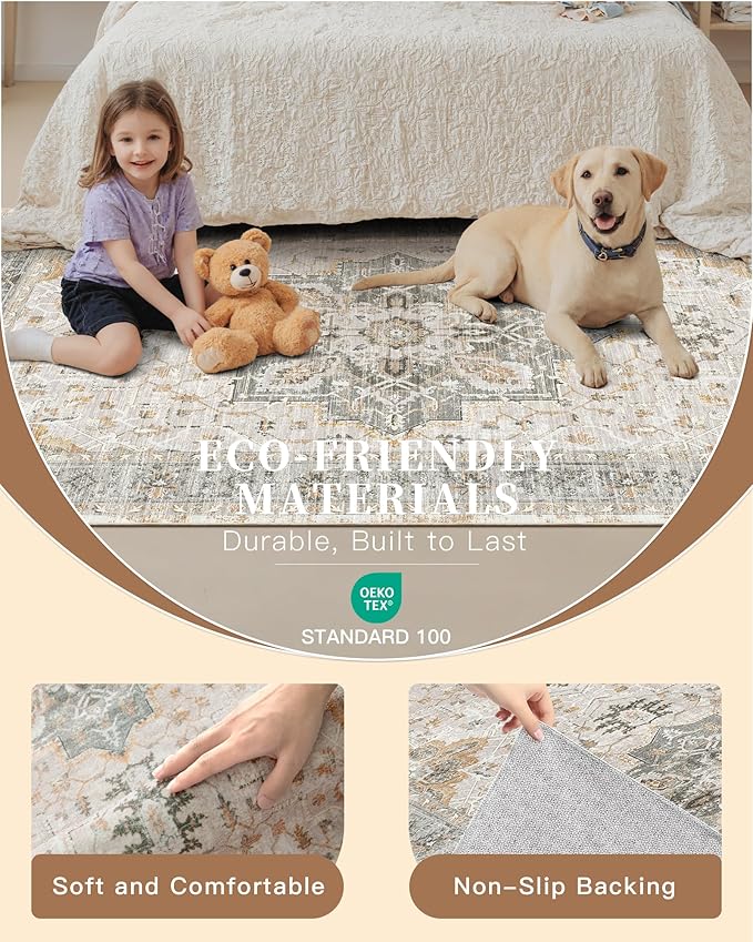 Madane Hallway Runner Rug 2x5 Washable Entry Rugs Soft, Light Taupe Brown | - Image 5
