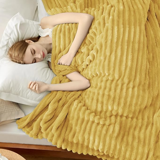 Bedsure Soft Cal Size Blanket for Bed Yellow 102"x96" | Birthday Gifts for - Image 4