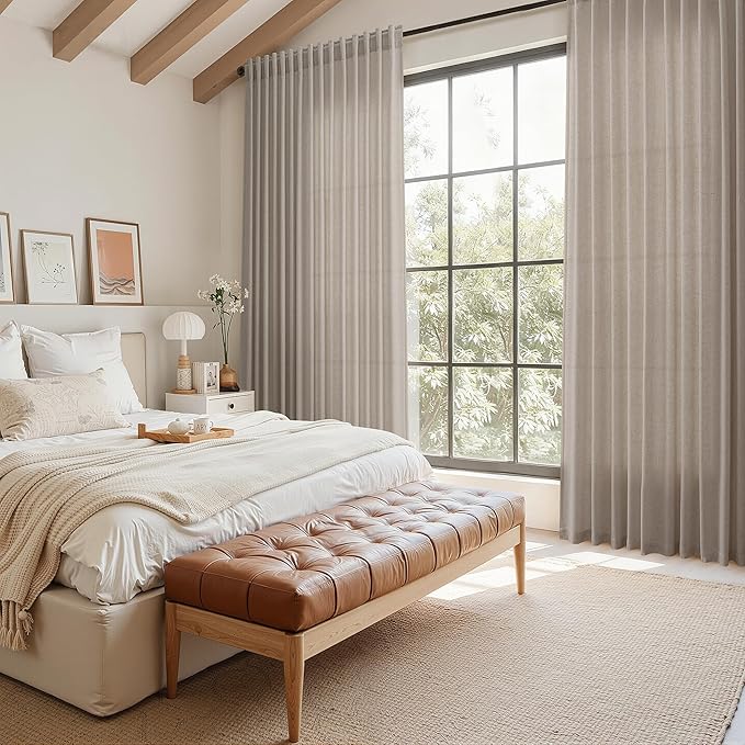 Nanspring Ecru Linen Curtains 84 Inches Long - Image 7