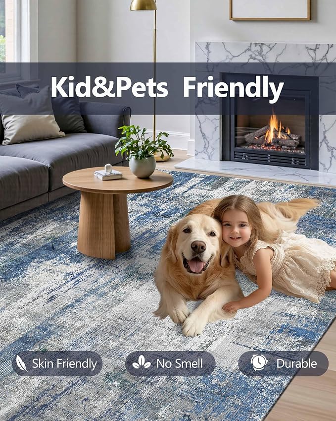 Latte&Fog 6x9 Area Rugs for Living Room Bedroom, Boho Non Slip Low Pile Carpet - Image 7