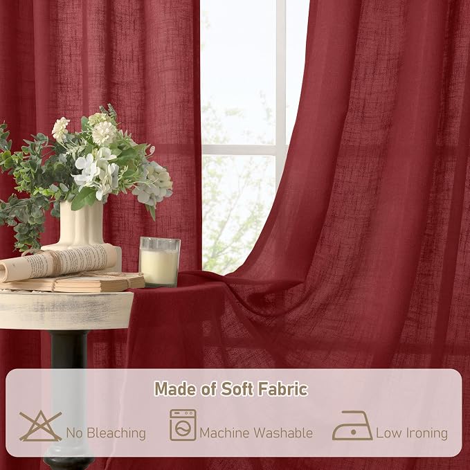 Semi Sheer Linen Curtains 45 Inches Long - Image 8