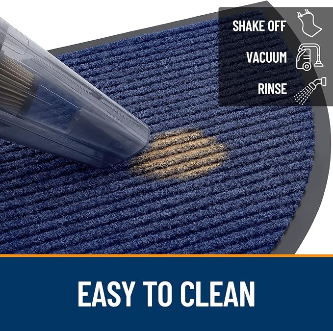 OLANLY Half Circle Front Door Mat 40x32, Waterproof Heavy-Duty Doormat | Blue - Image 6