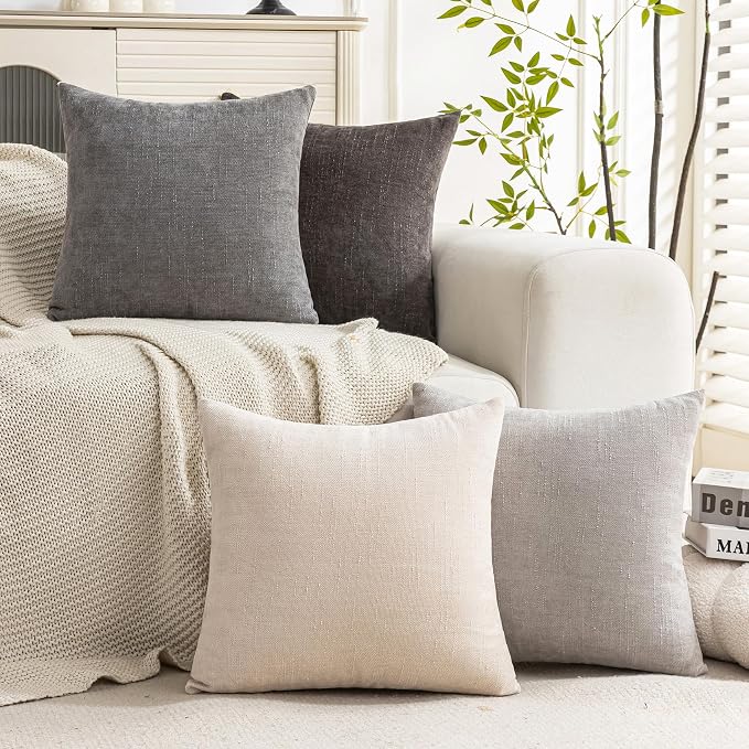 Set of 4 Soft Textured Decorative Throw Pillow Covers 20x20 Inch Cozy Farmhouse - Image 2