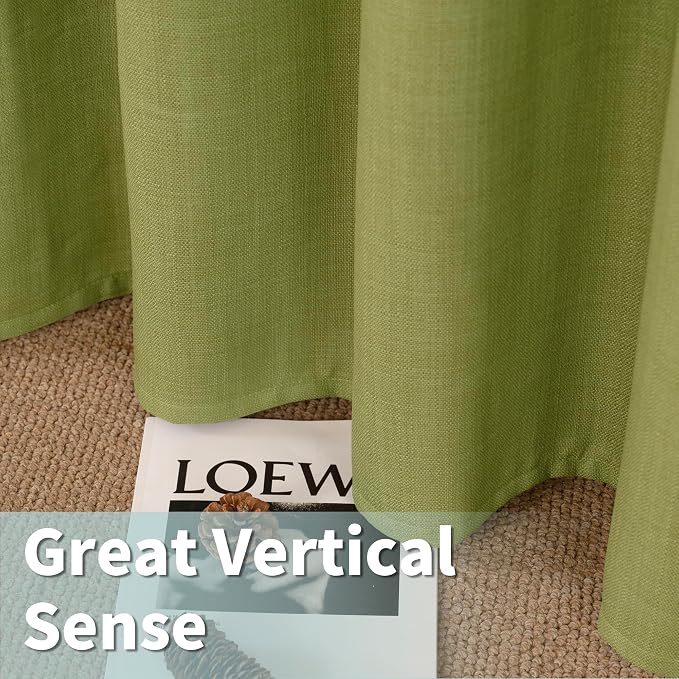 Light Filtering Moss Green Linen Curtains - Image 6