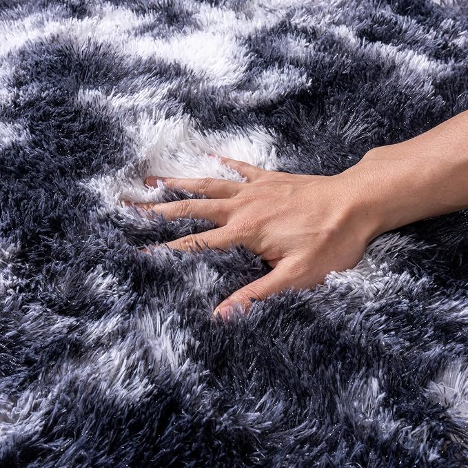 Black and White Rug for Living Room, 9x12 Area Rug for Bedroom, Bedside Indoor - Image 4