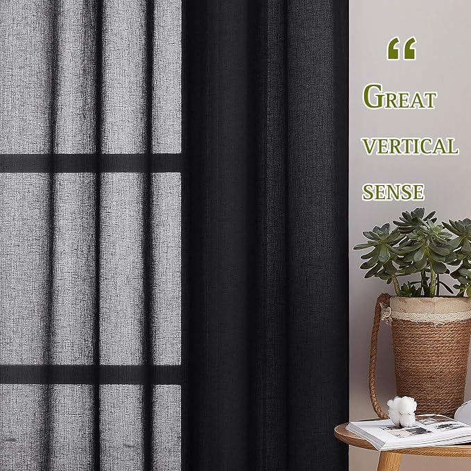 NICETOWN Black Semitransparent Sheer Curtains - Image 4