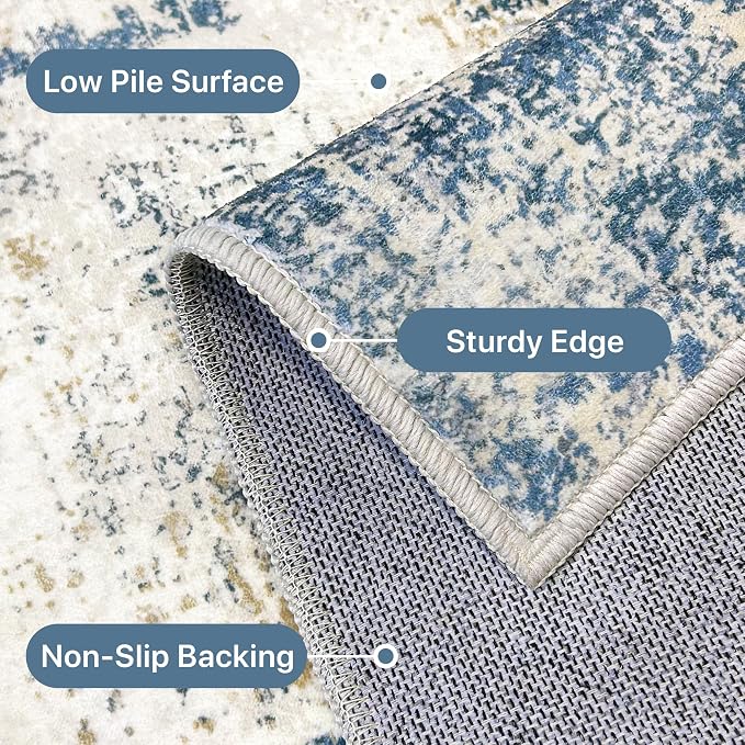 Runner Rug for Hallway Kitchen, Soft Modern Abstract Throw Rugs, Low Pile Floor - Image 6